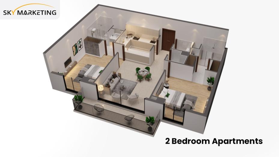 2 Bedroom Apartment (1200 sq. ft.) Floor Plan