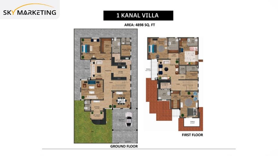 1 Kanal Villas (4898 sq. ft.) Floor Plan