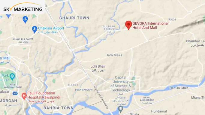 GEVORA International Hotel and Mall Islamabad Location