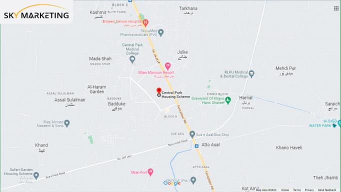 Central Park Lahore Map