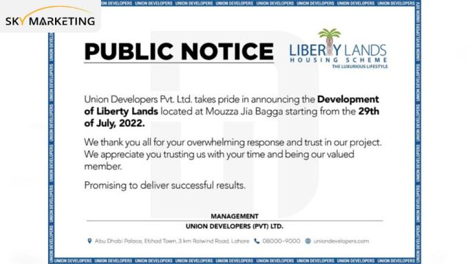 Liberty Lands Lahore Public Notices