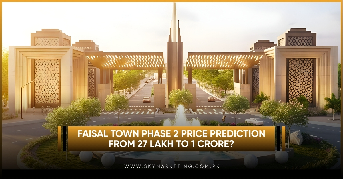 Faisal Town Phase 2 price prediction chart showing 5 Marla plot values from 2026 to 2028 near Thalian Interchange Islamabad